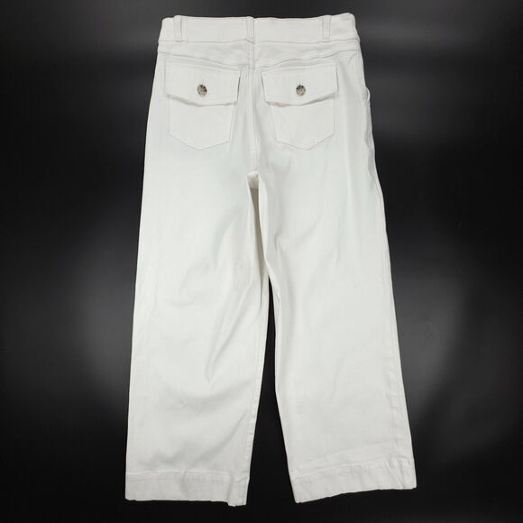 NEW Spanx Stretch Twill Cropped Pant White 70s Boho Wide Leg Shaping Trouser - Picture 5 of 8